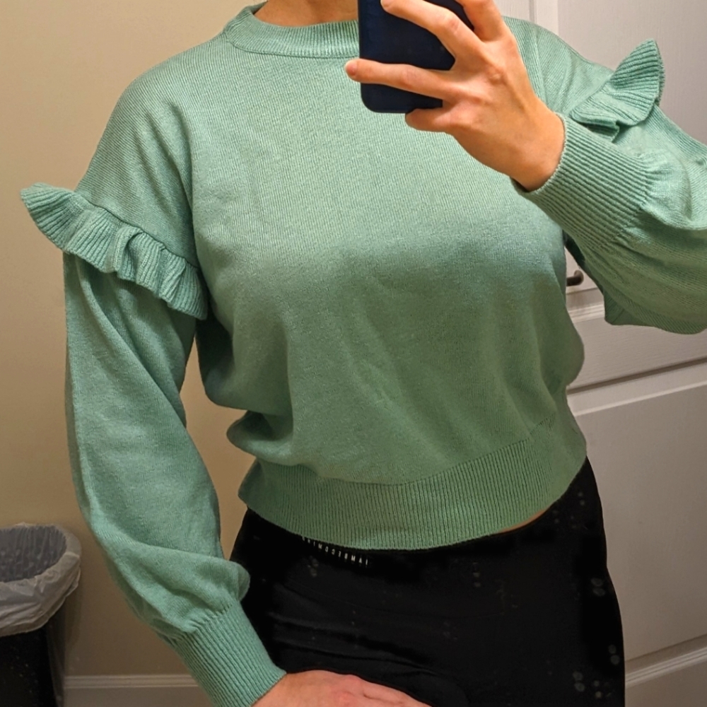 Mint Frill-detail Sweater, Size S/M